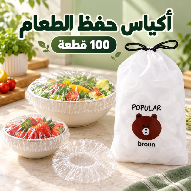 أكياس حفظ الطعام 100 قطعة مع أطباق سلطة وفراولة مغطاة